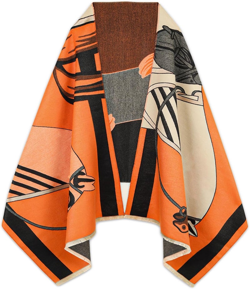 EXTREE Scarfs for Women Pashmina Silky Shawl Wrap for Evening Dressing Blanket Open Front Poncho Cape - Image 1